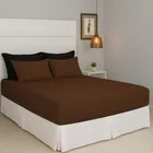 Jogo De Lençol Cama Queen Size 3 Peças Box Liso Com Elástico Malha 100% Algodão Cozzilar Toque Macio Hotel Pousada Marrom - Imagem 8
