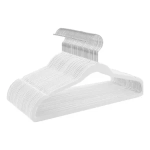 Kit 100 Cabides Veludo Antideslizantes Ultrafinos Branco Mazzilli