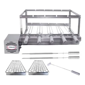 Churrasqueira Giratória Inox 5 Espetos Brasa Grill Bivolt