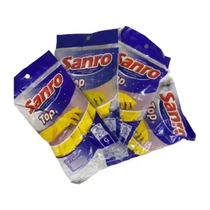 Kit 4 Pares Luva De Látex Natural Amarela Sanro Top Limpeza