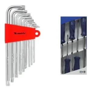 Kit Ferramentas: Jogo Chave Torx Guia Longa T10 A T50 9 Pçs + Jogo Chave Fenda E Philips 5 Pçs