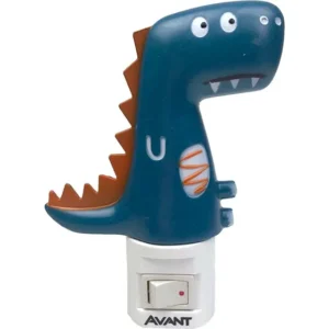 Luz Guia Noturna Abajur Led Avant Luz Quente Suave Infantil Cúpula Dinossauro Estrutura Azul