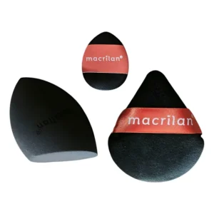 Trio Esponjas De Maquiagem Macrilan Acabamento Profissional Pretas Mini E Média