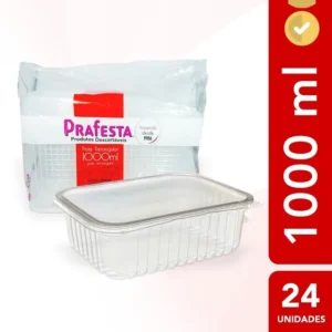 Pote Micro E Freezer 1000ml Prafesta com 24 Uni - Marmita Fitness