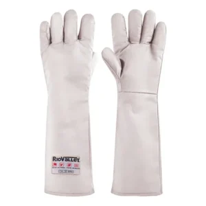 Luva Cozinha Industrial Retardante À Chamas Kombat Heat 5 Dedos 45 Cm Alta Temperatura Anti-chama Calor Forno Rio Valley Cor Branco