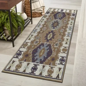 Passadeira Sala & Quarto Veludo Hessye 140x40 Antiderrapante Cor Marrom