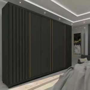 Guarda-roupa Casal Gelius Móveis Grafite 6 Portas 4 Gavetas MDF
