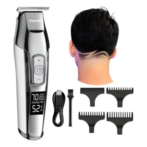 Maquina Cortar Cabelo Kemei 5027 Elétrico Profissional Prata Prata 127/220v