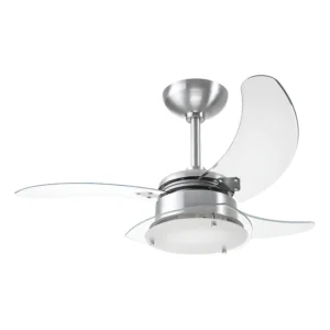 Ventilador de Teto Tron Chanceler San Alumínio Escovado Pás Transparentes
