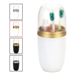 Porta Escova Pasta Tampa Banheiro Viagem Transparente 500ml