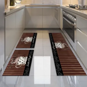 Tapete Para Cozinha Nectar 3 Peças Com Antiderrapante Cor Marrom