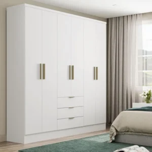 Roupeiro Troy Carraro Mdp C/ 6 Portas 3 Gavetas 1,80m Branco Branco