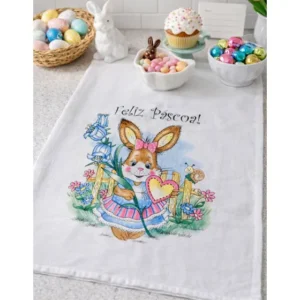 Kit 12 Panos De Prato Grande Estampas De Páscoa Decorativas Branco Com Estampas Sortidas