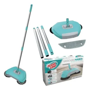 Mop Vassoura Magica Evo Giratoria Flashlimp Limpeza Piso Verde-claro