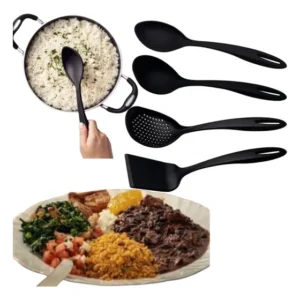 Jogo Cozinha Utensílios 4 Pçs Nylon Colher Concha Tramontina Preto