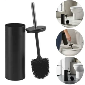 Escova Sanitária Matte Preta Cabo E Base Em Inox Powermaid