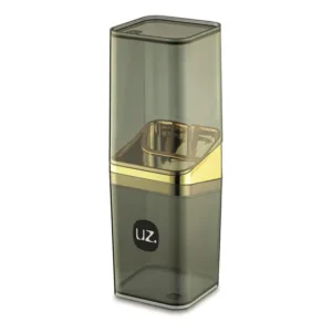 Porta Escova Slim Preto Dourado Com Tampa Uz