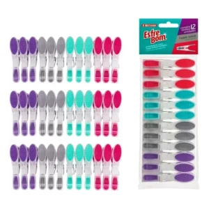 Kit Prendedor Para Roupa Emborrachado 36 Unidades Colorido Esfrebom
