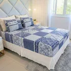 Jogo De Lençol Cama Queen Size 3 Peças Box Estampado Com Elástico Malha 100% Algodão Cozzilar Toque Macio Hotel Pousada Modelo 10 - Imagem 10