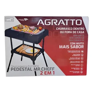 Churrasqueira Elétrica 127v Pedestal 75cm Aço Inox Agratto Preto 127v