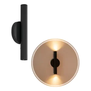 Arandela Tubo Cilindro 30cm 2 Fachos P/ 2 Led Mr11 St2773 Estrutura Preto