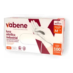Luva Nitrilica Protecao Industrial Branca M 100un/box Branco