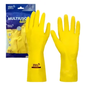 Kit 12 Luva De Borracha Limpeza Multiuso Látex Amarela Volk
