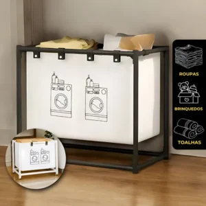 Cesto Roupa Suja Organizador Lavanderia Banheiro Desmontável