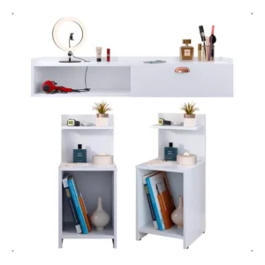 Jogo 2 Mesinhas Moderna Penteadeira Suspensa Nicho Porta