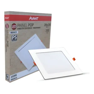 Kit 2 Painel Led Embutir Quadrado Branco 6500k 24w Avant 127/220v Branco