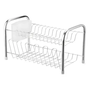 Escorredor Duplo Cromado Com Porta Talheres Branco 1038 - Arthi