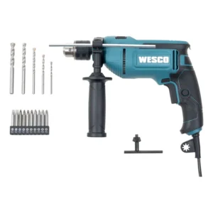 Furadeira De Impacto Wesco Maleta + Kit Brocas Bits Ws3179k Cor Azul