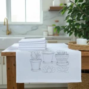 Pano De Prato Riscado 70x45cm Algodão 5 Peça Artesão Cozinha Riscado Estampado