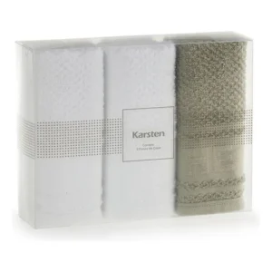 Kit 3 Panos De Prato Felpudo Cuisine Branco/Verde Karsten