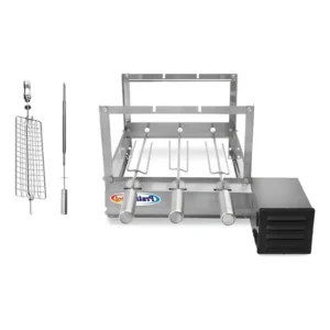 Churrasqueira Giratória Pratic Metal 3 Espetos Inox Motor Direito