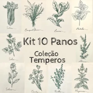 Kit 10 Un Panos De Prato Cru Coleção Temperos Algodão Liso Engomatextil