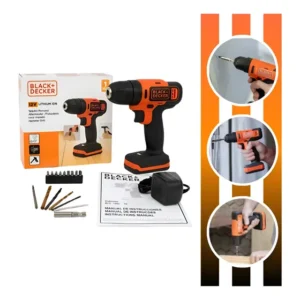 Parafusadeira Furadeira Impacto Bcd712vhd Kit Black Decker Preto/laranja 12v
