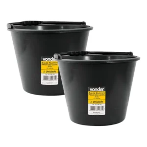 Kit 2 Balde Plástico Uso Geral 12l Reforçado Alça Vonder