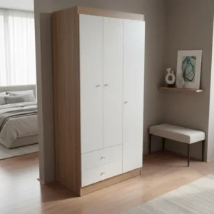 Guarda-roupa 3 Portas 2 Gavetas Freijó Off Witte