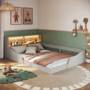 Cama Montessoriana Casal Infantil Com Protetor E Gi