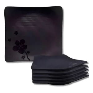 Kit 05 Prato Kanpai Premium Raso Melamina 15cm Japones Cor Preto