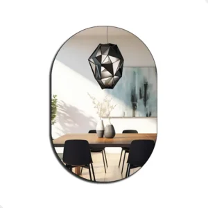 Espelho Do Pinterest De Parede Orgânico 44x64cm Mod. Pílula Cor Da Moldura Preto Rei Dos Vidros