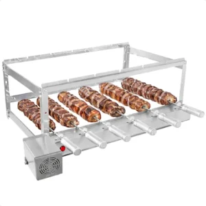 Churrasqueira Gira Grill 6 Espetos Inox Suporte Giratório