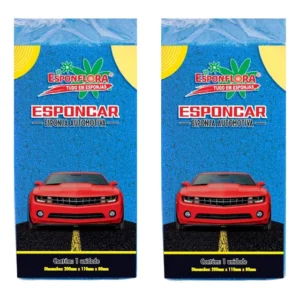 Esponja Automotiva Modelo Esponflora Espuma Poliuretano Azul Kit 2 Unidades