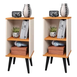 Kit com 2 mesa de cabeceira vintage com prateleira Charme Lojas RPM