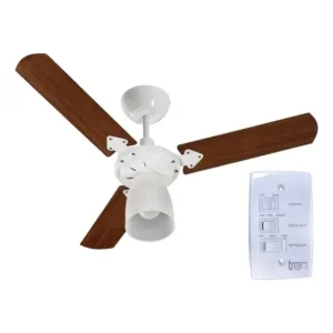 Ventilador De Teto Tron Marbela 3 Pás MDF Branco E Verniz