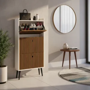 Sapateira Dark Retrô 3 Gavetas Basculantes - Diversas Cores Cor Off White - Ripado