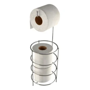 Porta Papel Higiênico Chão Stolf Aço Cromado Prateado 3 Rolos