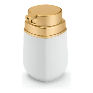 Dispenser Porta Sabonete Liquido Branco Dourado Fosco Conceito 450ml Arthi