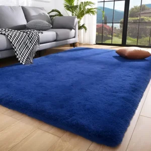 Tapete Sala Quarto 2,00x1,50 Shaggy Luxuoso Peludo Fofinho Azul Texfine